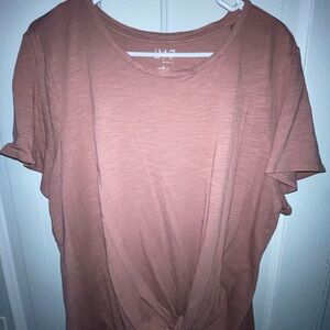 24/7 Comfort Apparel Pink Tie Front Short Sleeve T-Shirt